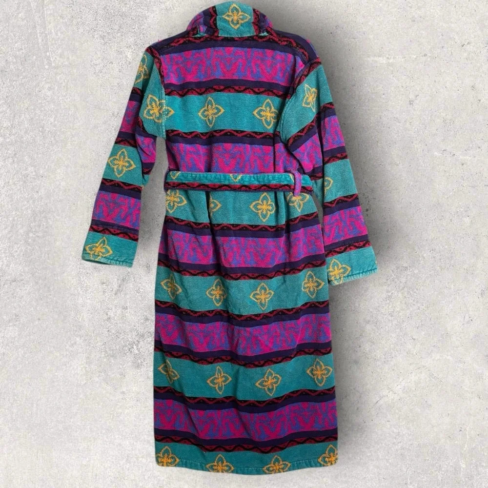 Vintage TJ Lawford Women Turkish Cotton Terry Robe Size Small Terrycloth 80s 90s - Picture 2 of 12